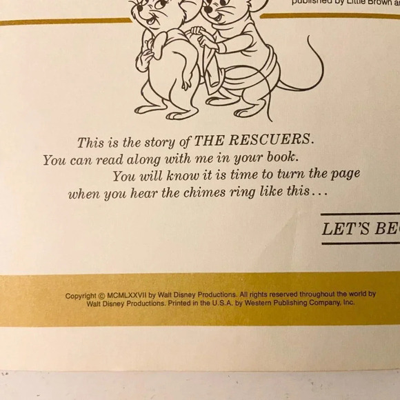 Vintage 1977 Disney The Rescuers With Songs From  Film 7 Inch Record and Book - Picture 6 of 16